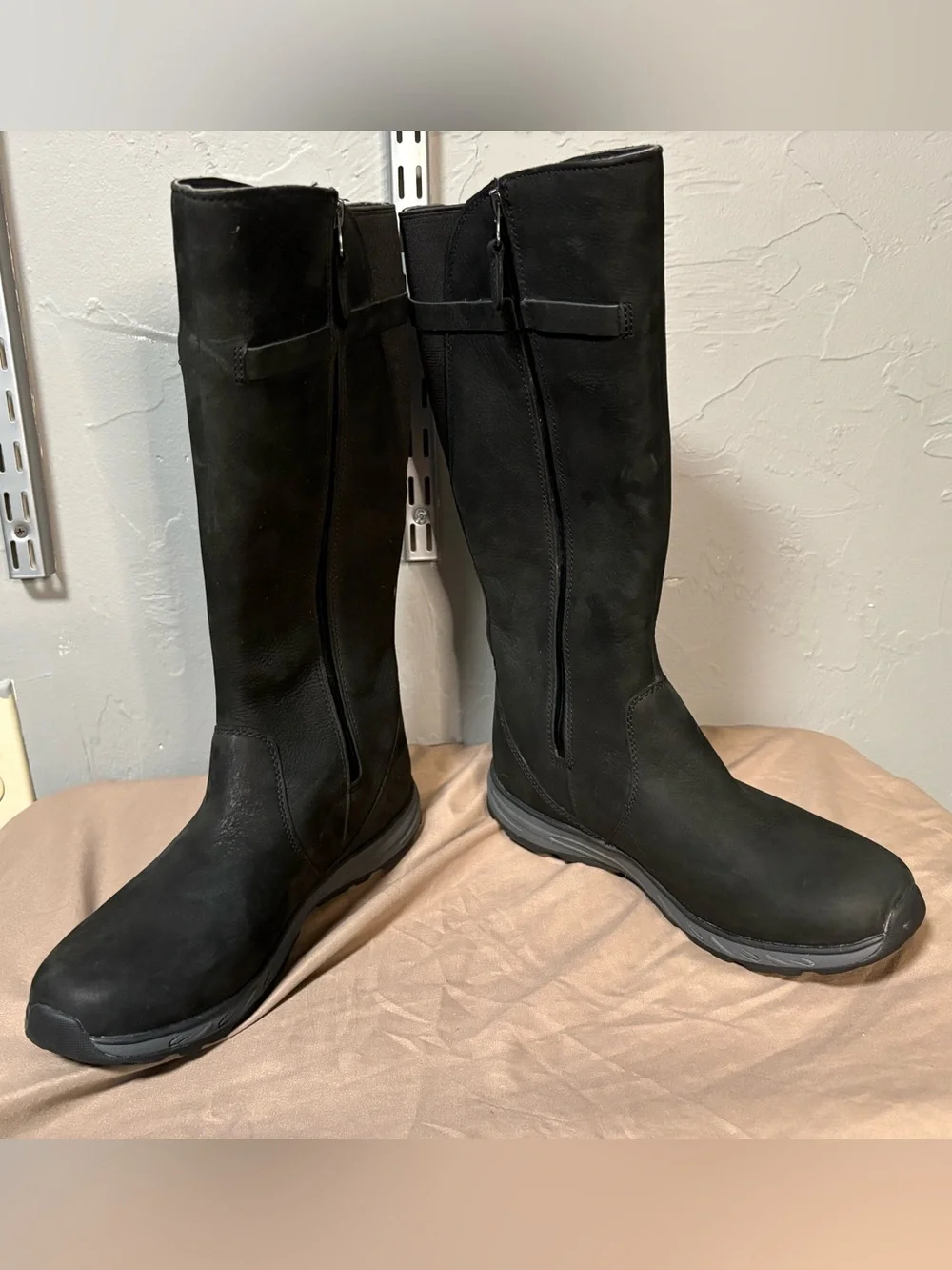 Eddie Bauer Black Tall Winter Rain Boots with Calf Buckle